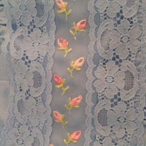 Vintage VANITY FAIR Nightgown, Gorgeous Blue with Embroidery - Picture 6 of 7